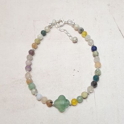 Bracciale Trifoglio con Pietre Naturali e Argento 925