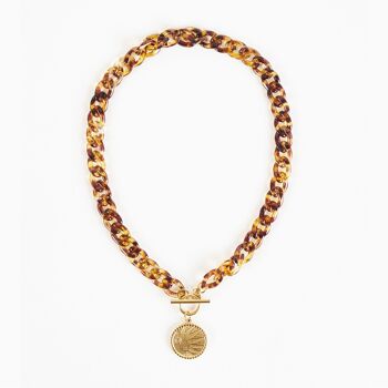 Collier écaille de tortue avec pendentif pièce d'or 1