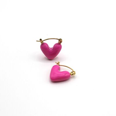 Love - Boucles d'oreilles pour femme en céramique plaquée or 18 carats.