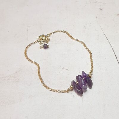 Amethyst and 925 Silver Bracelet Golden