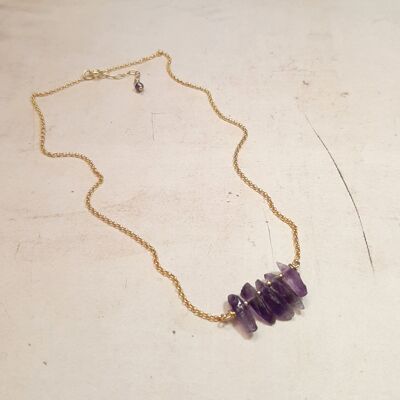 Amethyst and 925 Silver Necklace Golden