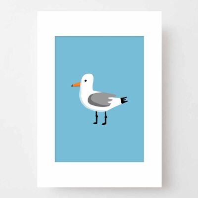Maritime Poster A4 with Passepartout - Seagull