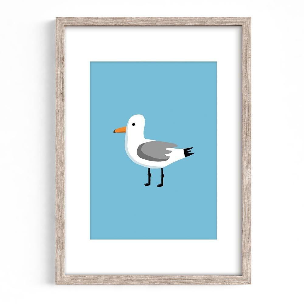 Maritimes Poster A4 mit Passepartout - Möwe