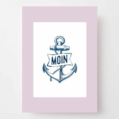 Poster marittimo A4 con passe-partout (rosa) - Moin & Anker