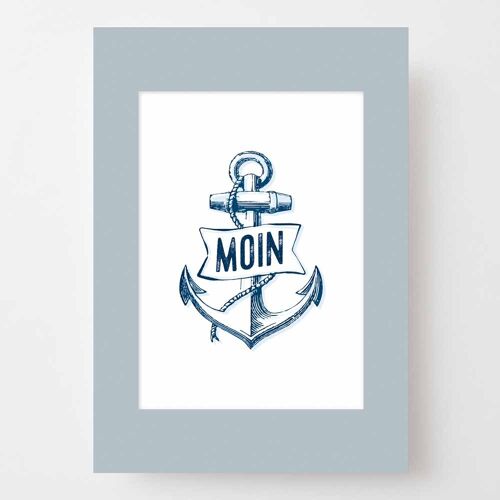 Maritimes Poster A4 mit Passepartout (blau) - Moin & Anker