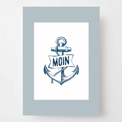Maritime poster A4 with passepartout (blue) - Moin & Anker