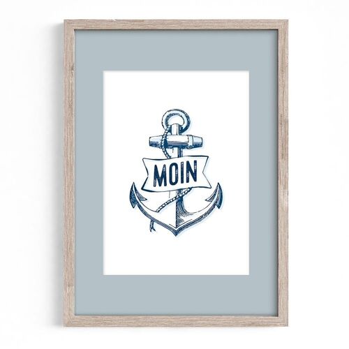 Maritimes Poster A4 mit Passepartout (blau)  - Moin & Anker