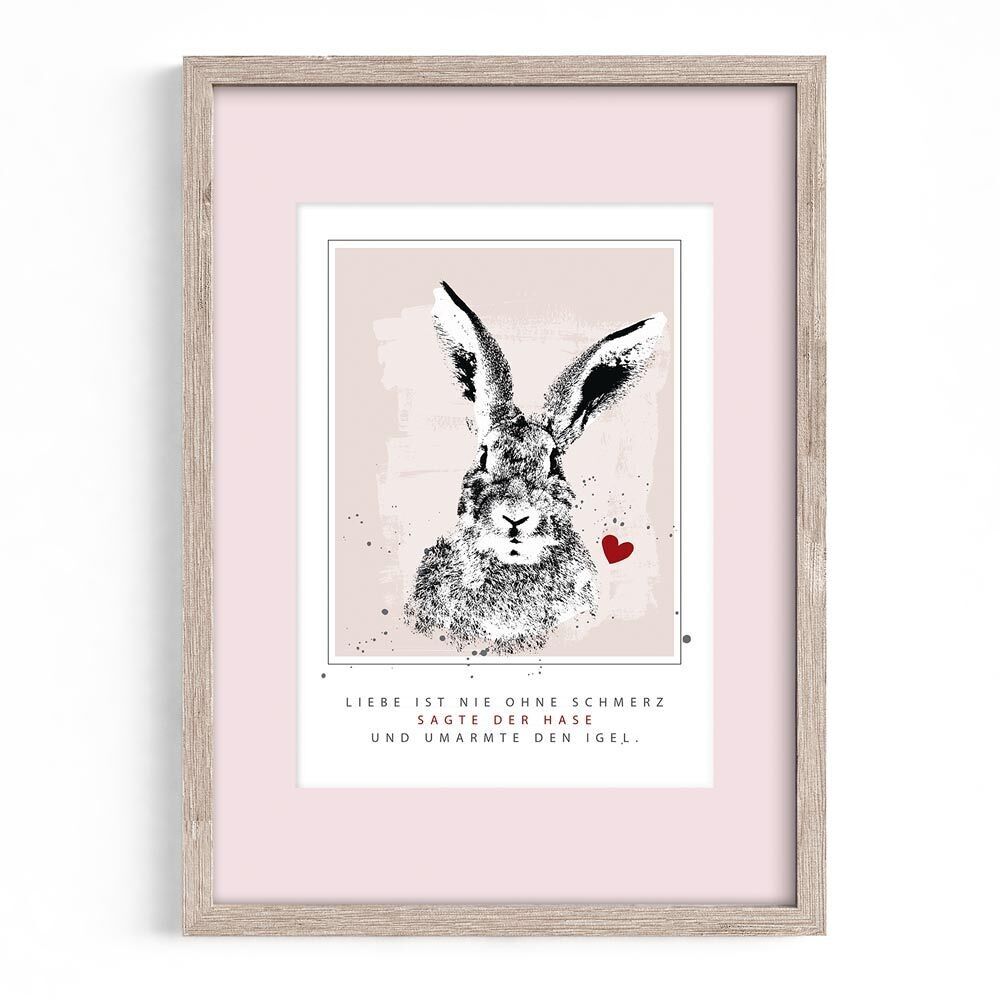 Poster A4 con passepartout - coniglio e riccio