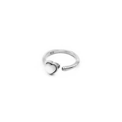 Anello aperto in argento sterling 925 a forma di cuore