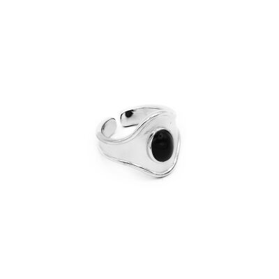 Bague en argent sterling 925 avec obsidienne noire