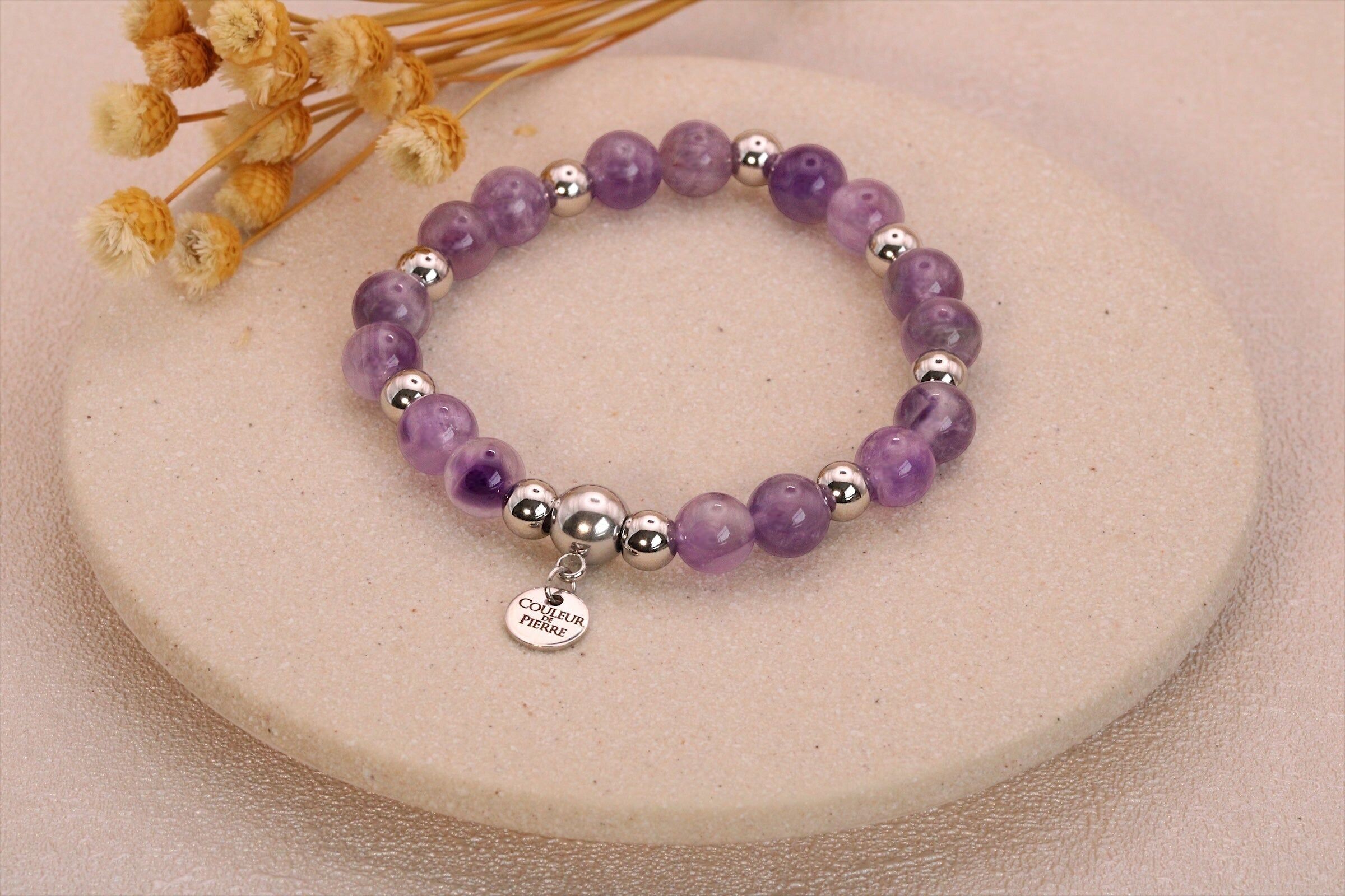 Amethyst Bracelet Steel Silver
