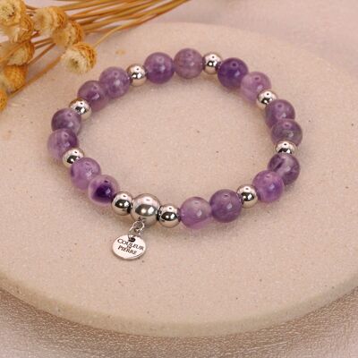 Amethyst Bracelet Steel Silver