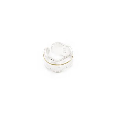 Irregular Sterling Silver With 14K Gold Plated Adjustable Ring