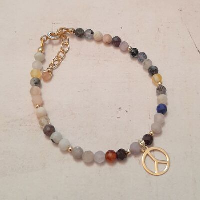 Peace Natural Stones and 925 Silver Bracelet