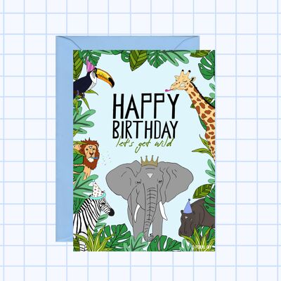 Tarjeta de cumpleaños de la selva salvaje