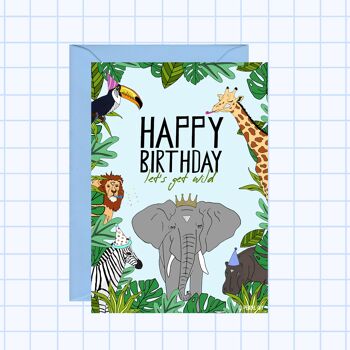 Carte d'anniversaire de la jungle sauvage