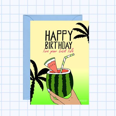 Tarjeta de feliz cumpleaños tropical