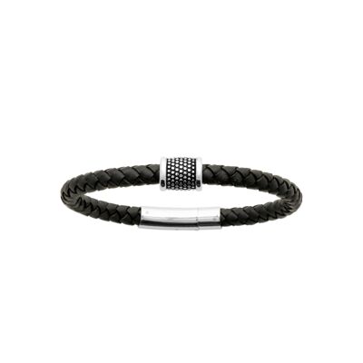 Men's Stainless Steel and Leather Bracelet