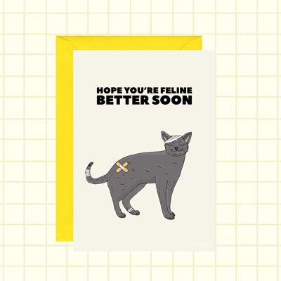 Siéntete mejor pronto tarjeta de gato