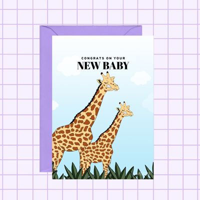 Nueva tarjeta de jirafa bebé