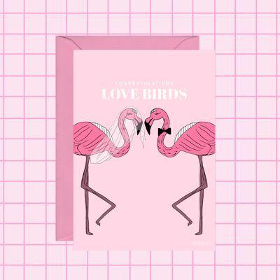 Tarjeta de boda de pájaros del amor