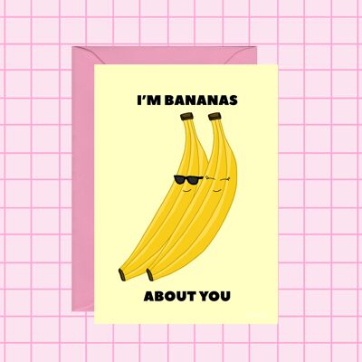 Tarjeta de amor de plátanos