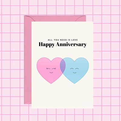 Tarjeta de aniversario de corazones