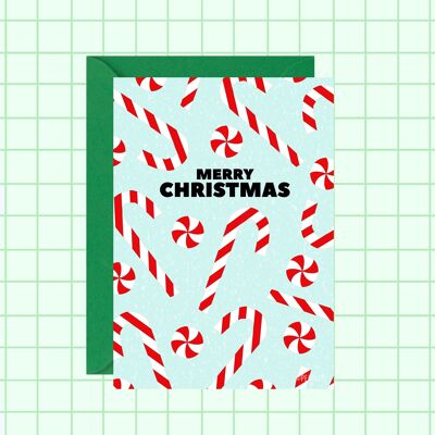 Weihnachtskarte mit Zuckerstange