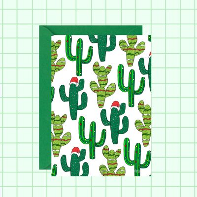 Tarjeta de Navidad de cactus