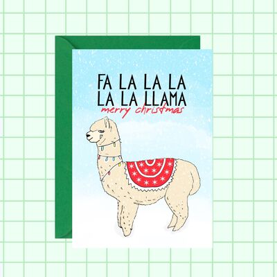 Carte de Noël Lama
