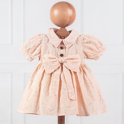 100% Cotton Ribboned Embossed Fabric Ribbon Dress