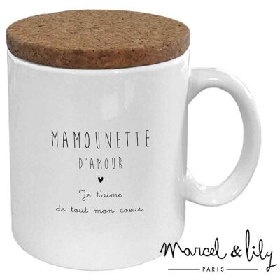 Taza con tapa de corcho "Mamounette" Día de la Madre