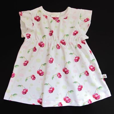 Kleid aus Bio-Baumwolljersey für Mädchen mit Kirschen
