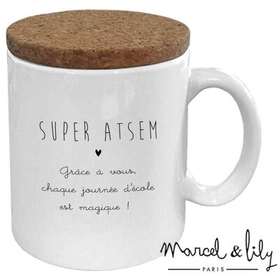 Becher mit Korkdeckel „SUPER ATSEM“