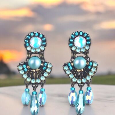 BLUE Pearl crystal earrings