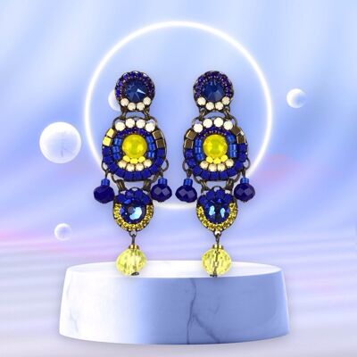 BOUCLES D'OREILLES EN CRISTAL DE COBALT