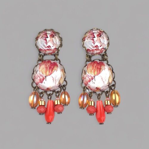 PENDIENTES DE CRISTALES CORAL