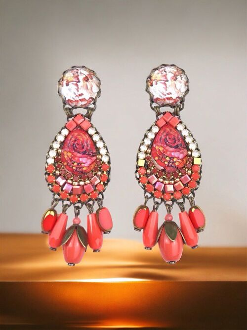 PENDIENTES DE CRISTALES CORAL