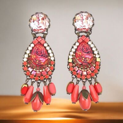 CORAL CRYSTAL EARRINGS