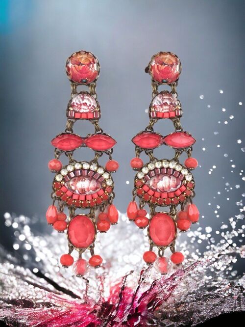 PENDIENTES DE CRISTALES CORAL