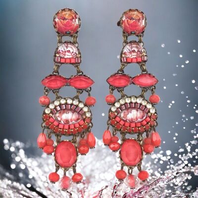 CORAL CRYSTAL EARRINGS