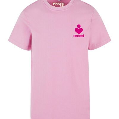T-shirt lavata Lavata PinNED Petto in velluto rosa neon