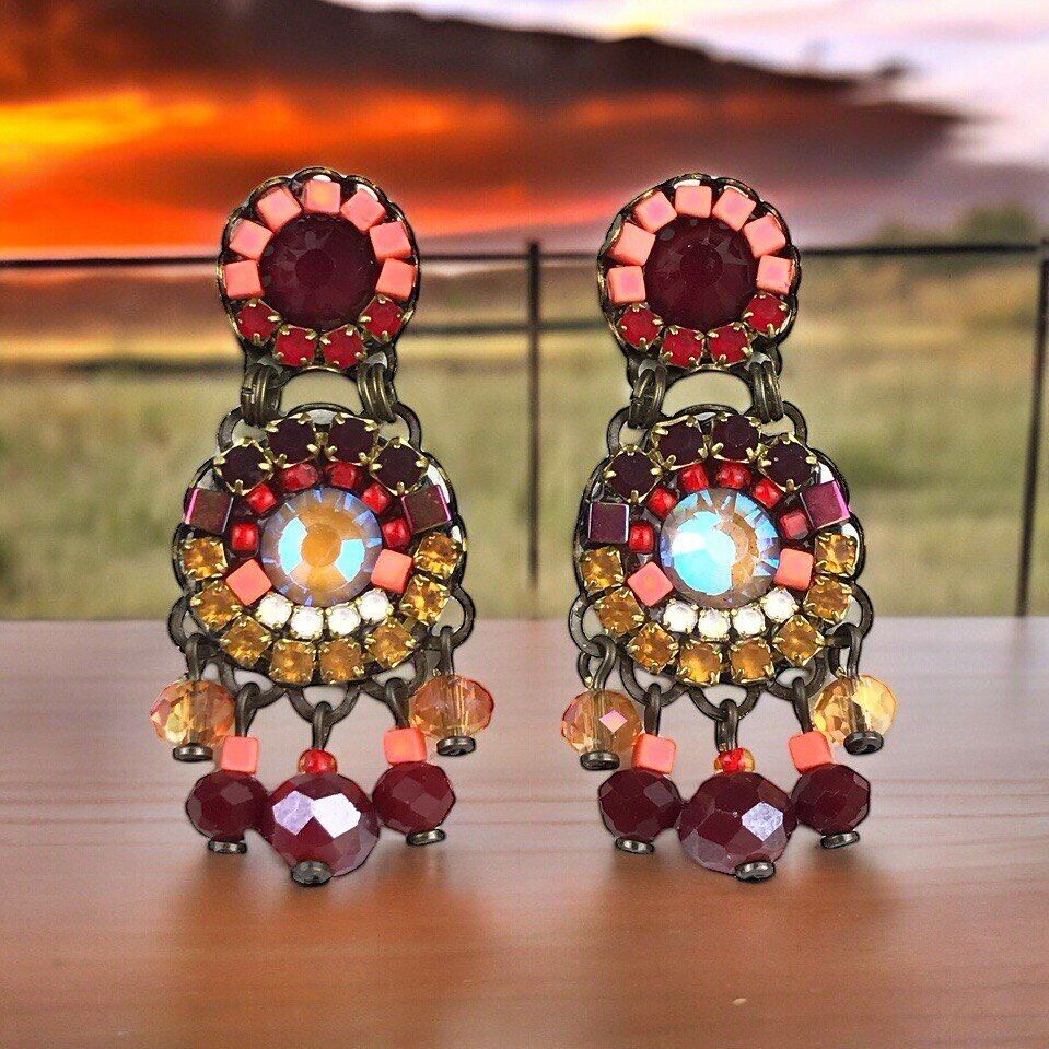 ORECCHINI IN CRISTALLO BORDEAUX