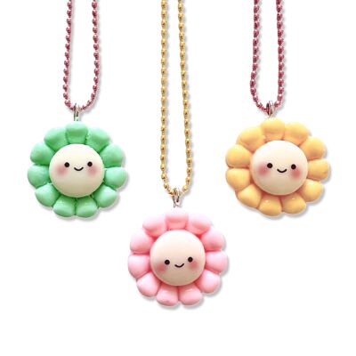 Pop Cutie Pastell Blumen Halskette - handgefertigter Schmuck gemischte Farben