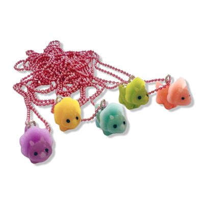 Pop Cutie Tiny Dino Halskette - Handgemachte gemischte Farben