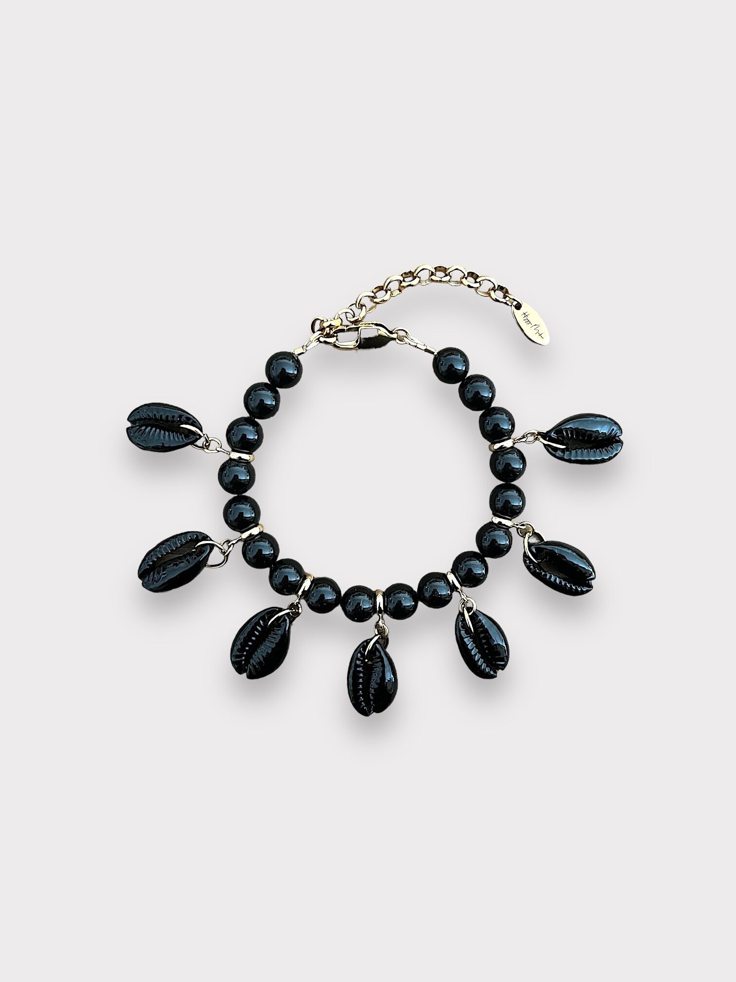 Bracciale BALI in acciaio inossidabile e conchiglia - Nero