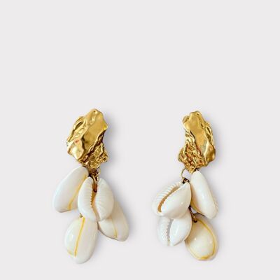 BALI stainless steel and shell earrings - NATURAL