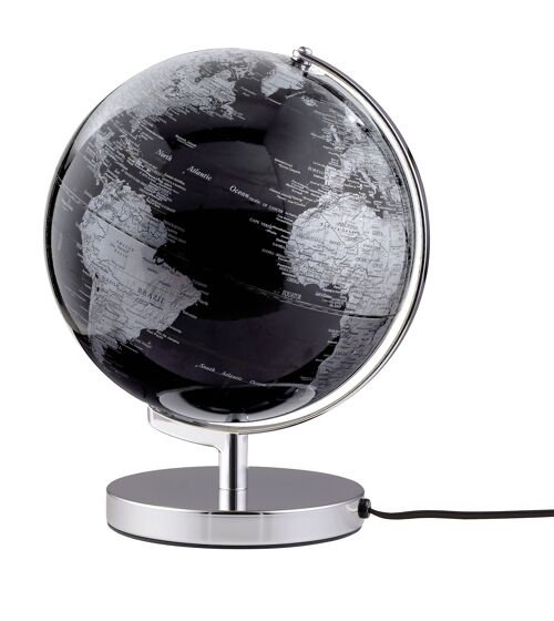 TERRA LIGHT Globus, 25 cm Durchmesser, schwarz, silberfarben