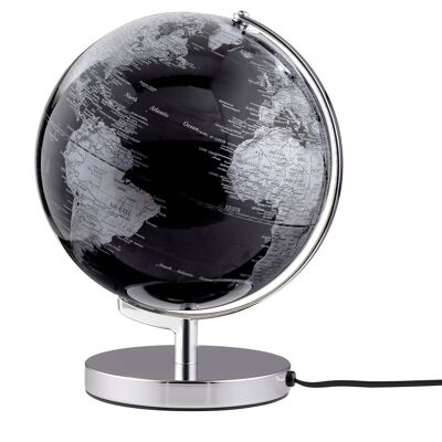 Globo terráqueo TERRA LIGHT, 25 cm de diámetro, negro, plateado