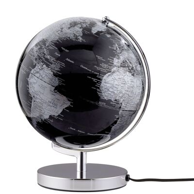 TERRA LIGHT Globus, 25 cm Durchmesser, schwarz, silberfarben